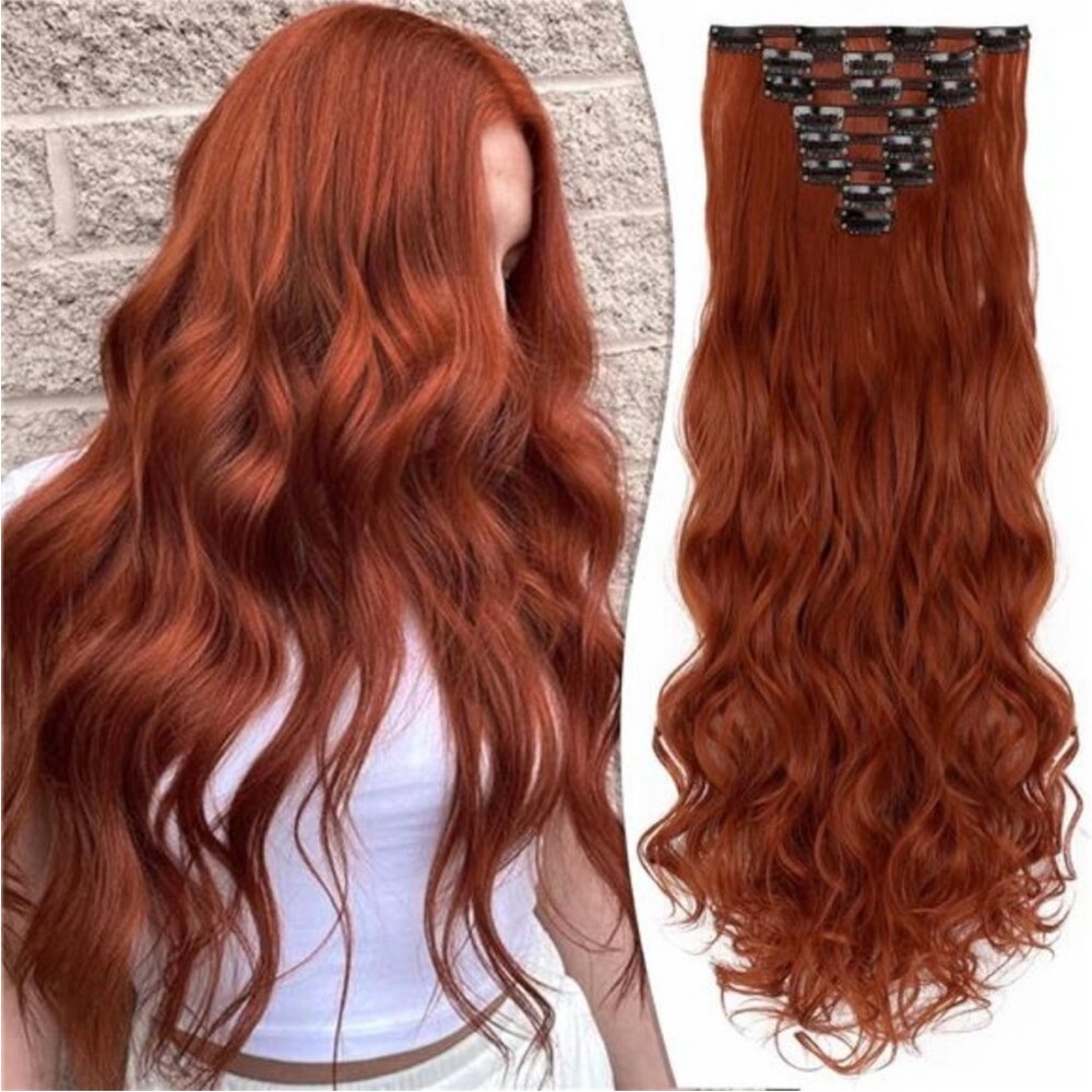 24” COPPER RED  Clip in Hair Extensions  8PCS *AREIVES NEW *